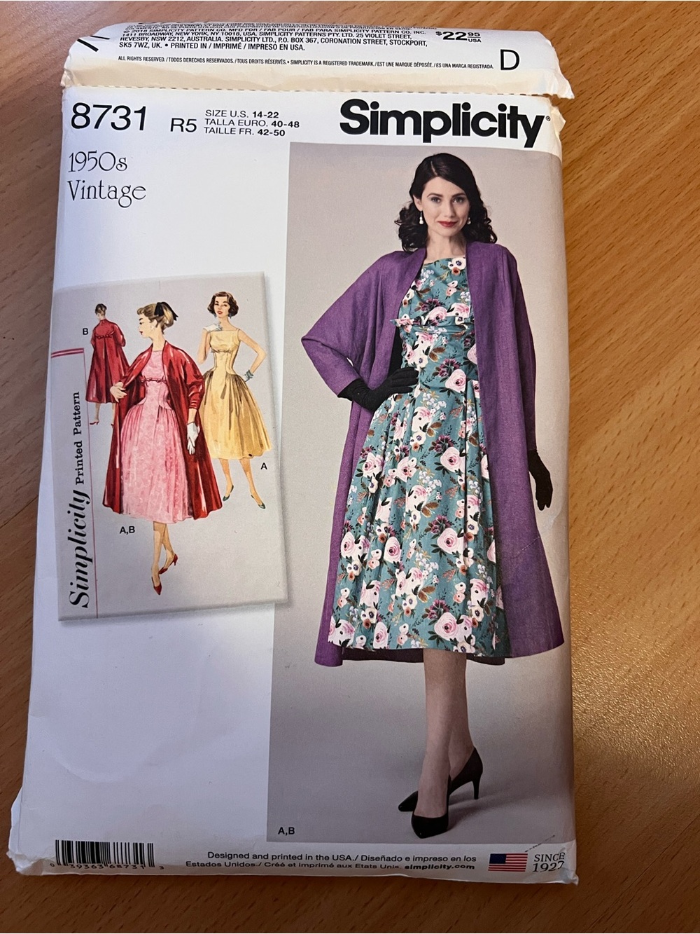 Simplicity 8731 - 1950s Vintage Dress &  Coat Sewing Pattern